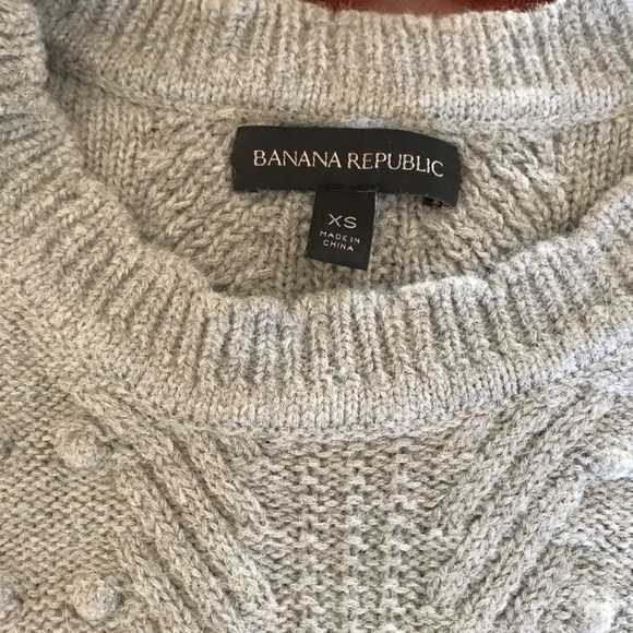 Banana Republic Grey Pom Pom Cable Knit Sweater - Picture 6 of 7